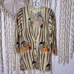 Anthropologie | Sparrow Floral Button Down V-Neck Cardigan Size Large